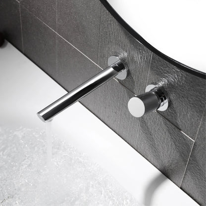 Luxury brushed gold brass wall mounted adjustable water volume bathroom faucet Embedded design for hot and cold water basin Tap