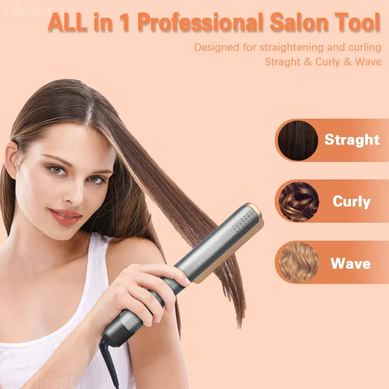 2 in 1 Hair Straightener Curling Ionizer with LCD Wide PanelProfessional Ceramic Hair Straightener with adjustable temperature.