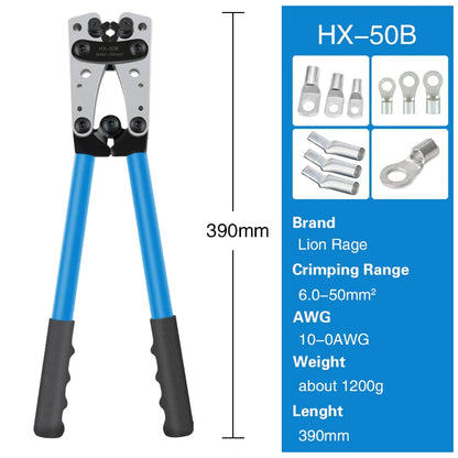 Crimpzange Rohrklemmen Crimper Sechskant-Crimpwerkzeug Multitool Batterie Kabelschuh Kabel Handwerkzeuge HX-50B 6-50 mm2 AWG 10-0
