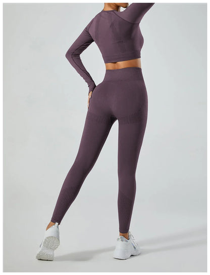 Seamless Cross-Border Running Sports Top Breathable Fitness Jacket Training Quick-Dry Outerwear Long Sleeve Yoga Wear For Women.