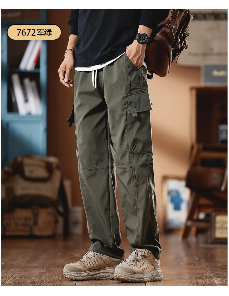New in Tall Men Cargo Pants Elastic Waist Extra Long Length 115cm Male Waterproof Trousers Lengthened Slim Thin Leg 190cm 200 Cm