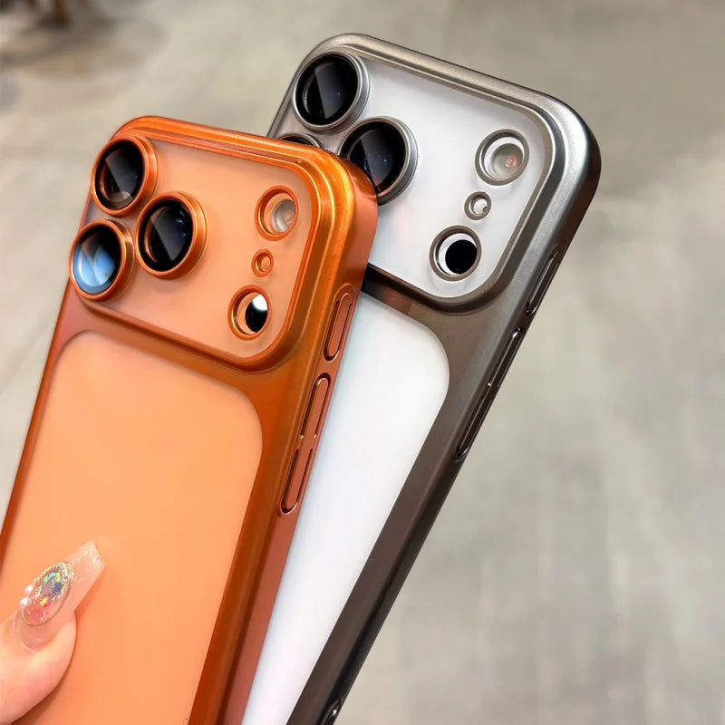 Plating Frosted Translucent Thin Phone Case For iPhone 17 Pro Max 17 Pro 17 Air 17 Series Official Cosmic Orange Bumper Cover.