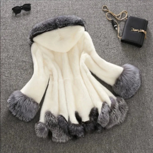 Mit kapuze Lose Faux Pelz Jacke Frauen Dicke Herbst Winter Koreanische Maxi Mantel Lange Warme Luxus Pelz Parkas Bontjas Pelzigen Oberbekleidung