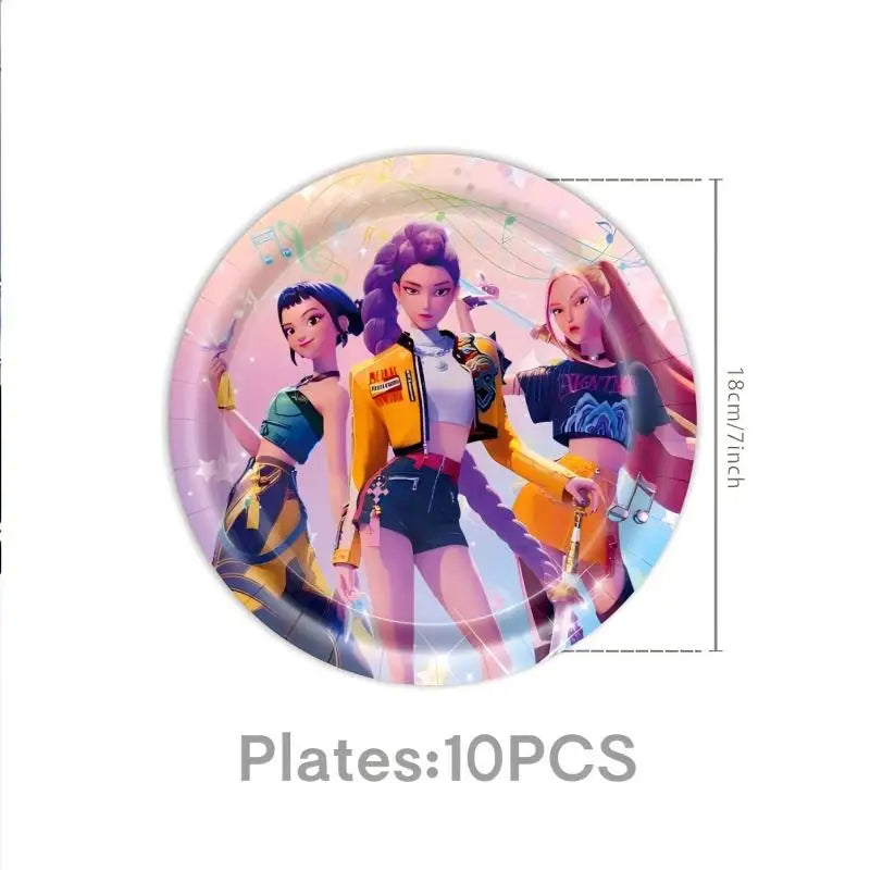 Kpop Demon Hunters Birthday Decorations Kpop Demon Hunter Birthday Theme Party Favors Supplies Plates Cup Balloons Backdrop Gift