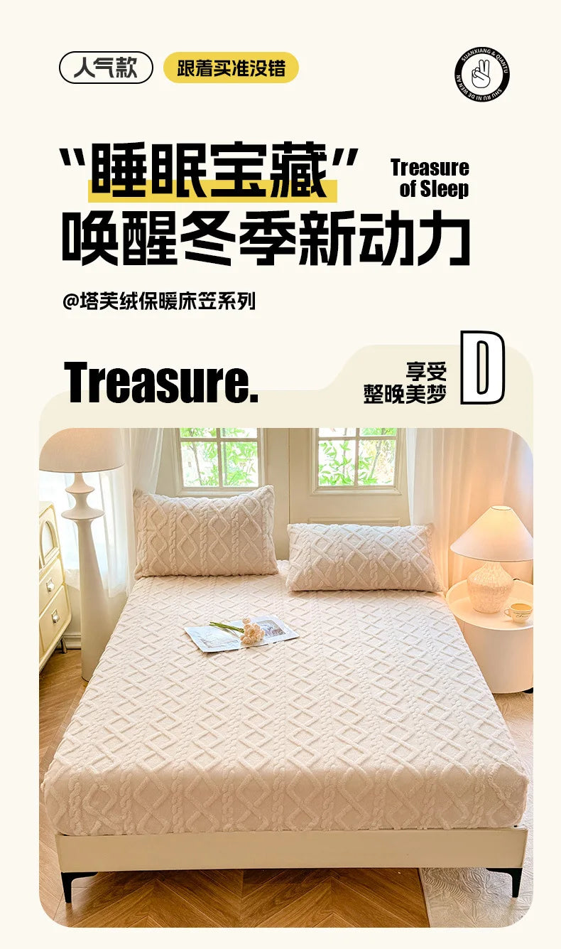 Flannel Fleece Bed Sheet for Winter Warm Sabanas Cama Matrimonial Coral Fleece Fluffy Fitted Sheets For Double Beds Sheets 3 Pc.