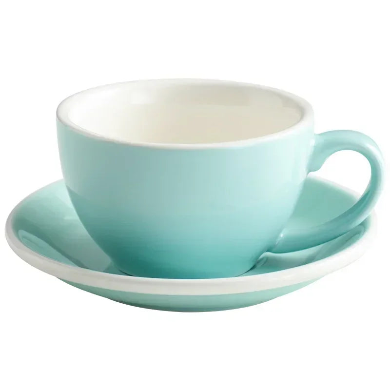 300ml Ceramic Coffee Cup and Saucer Set Pottery Latte Cups Breakfast Milk Mug Afternoon Teacup Porcelain Water Mugs Wholesale.