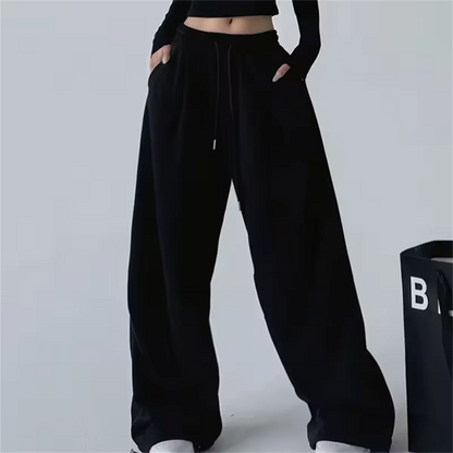 Mode Vintage Y2K Baggy Hose Frauen Sommer Breite Bein Elastische Taille Lose Hosen Dame Einfarbig Hip Hop Hosen Casual Kleidung