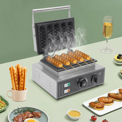 Five Compartments Waffle Stick Maker 1550W Home Corn Dog Waffle Maker with Indicator Lights Hot Dog Waffle Machine.