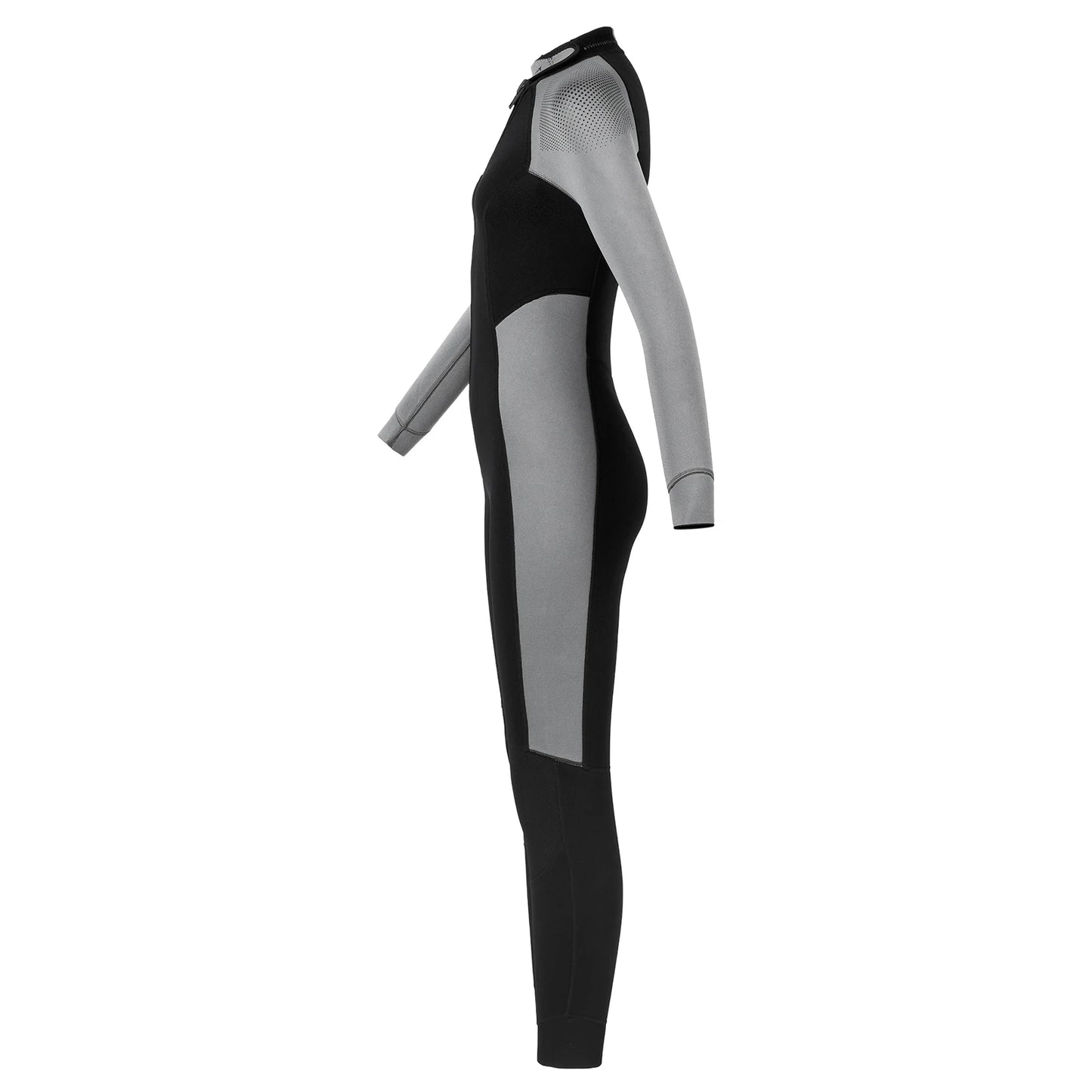 Women 3mm Neoprene One-Piece Thermal Wetsuit Mock Neck Long Sleeve Front Zipper Jumpsuit for Swimming Surfing Snorkeling Diving.