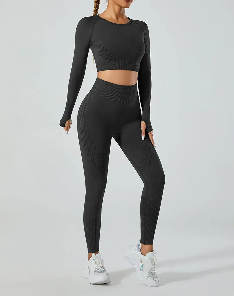 In-stock Women's Yoga Suit Five-piece Set Seamless Fitness Wear For Running Sports Top Leggings From Mainland China.