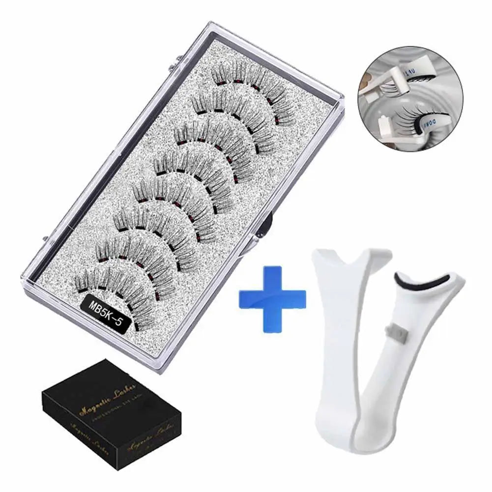 3D Natural Magnetic Eyelashes,With 5 Magnetic Lashes Shipping Box Eyelashes Handmade False Gift Reusable Support Drop Magne T6N2.