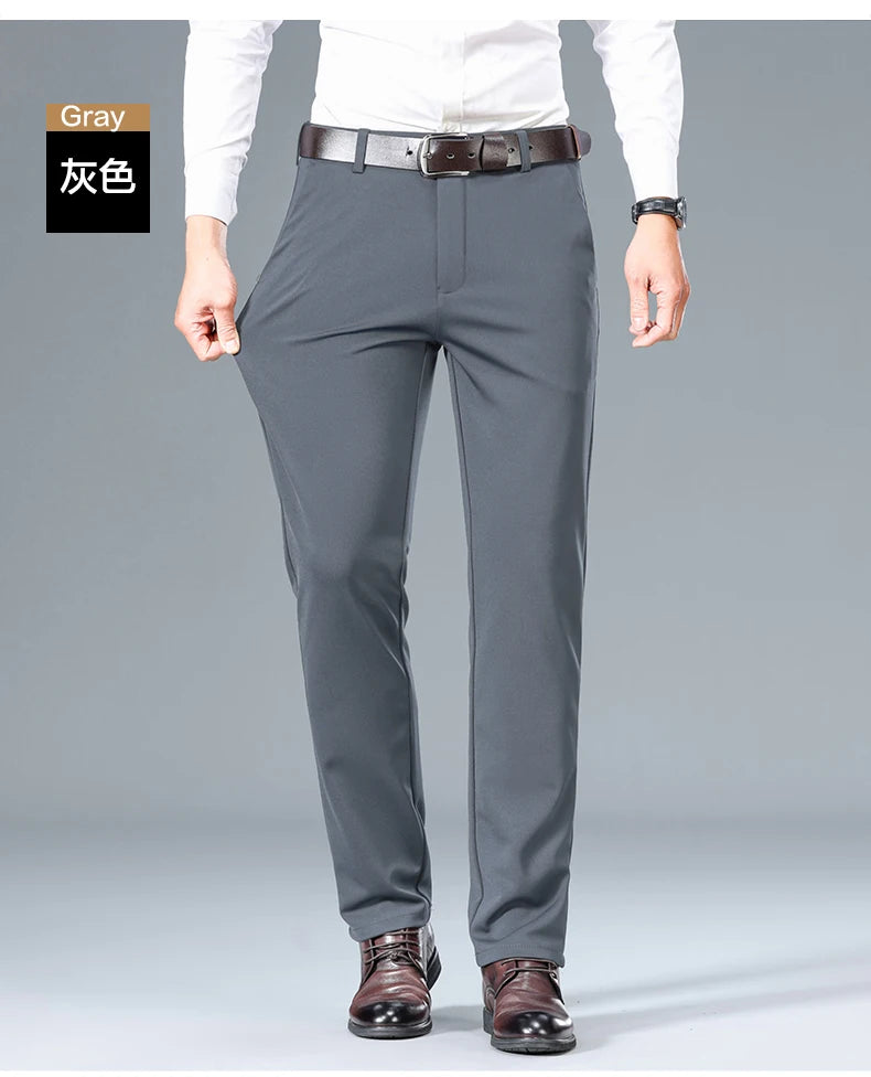 Top Quality New Brand Casual Fashion Long Pants Business Hight Stretch Straight Comfortable Korean Trousers Men Clothing