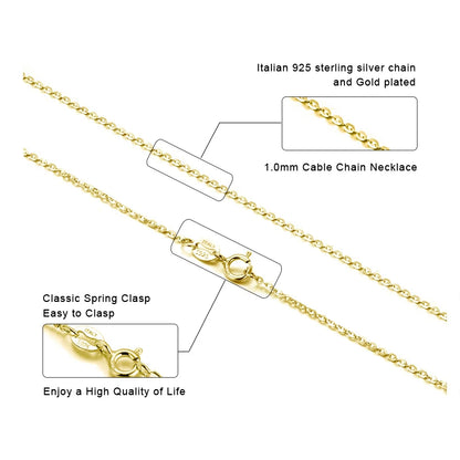 KISS MANDY Genuine 925 Sterling Silver Bead Chain Necklace for Women Fashion Cable Neck Chain 18K Gold Handmade Jewelry SC06.