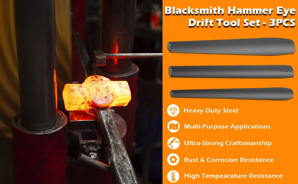 Blacksmith Drifts Kit Großer Hammer Tomahawk Maus Axt Drifts Hammer Eye Drift Tool Kit für Blacksmith Knifemakers