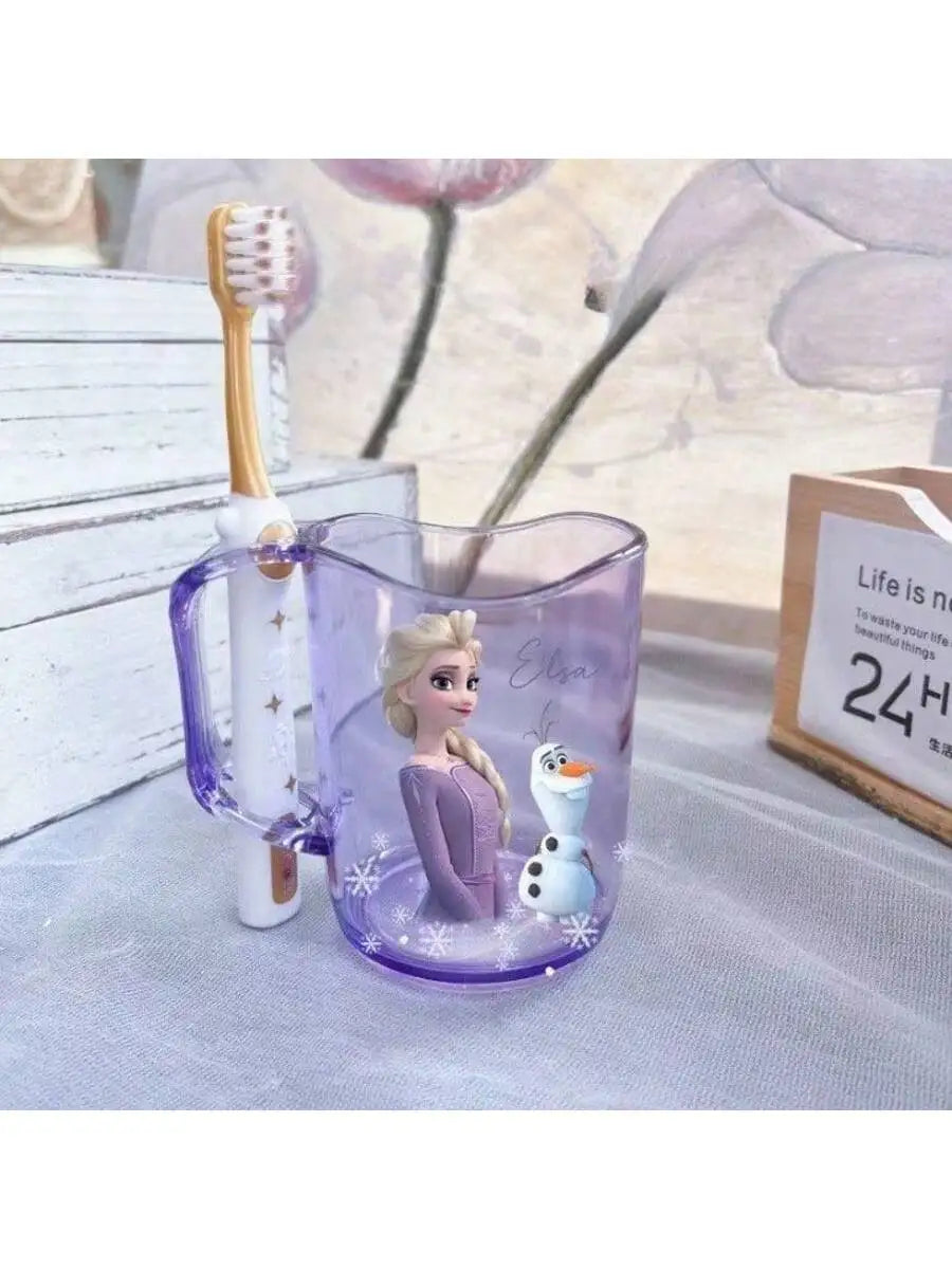 Disney New Frozen Princess Elsa Cartoon Washable Mouthwash Cup for Men and Women Plastic Wash Cup.