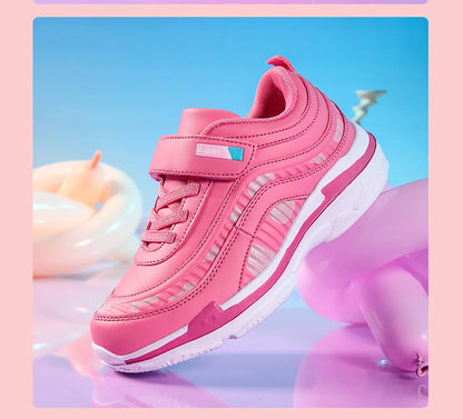 Girls Sport Shoes Waterproof Running Kids Sneakers Casual Leather Pink Breathable Fashion Antislip Lightweight Children Shoes.