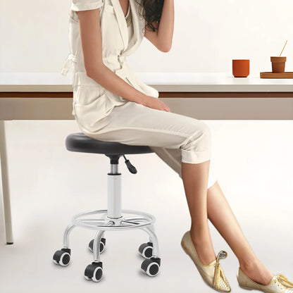 Verstellbarer Drehhocker mit 5 Rädern, 150 kg Fassungsvermögen, mobiler Rollstuhl, Büro, Salon, Labor, Garage, moderner ergonomischer Sitz
