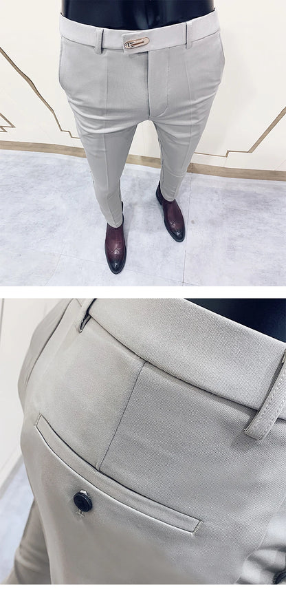 Men Suit Pants Formal Trousers Stretch Slim Pantalone Hombre Calça Masculina Solid Color Casual Dress Pants Fashion Men Clothing