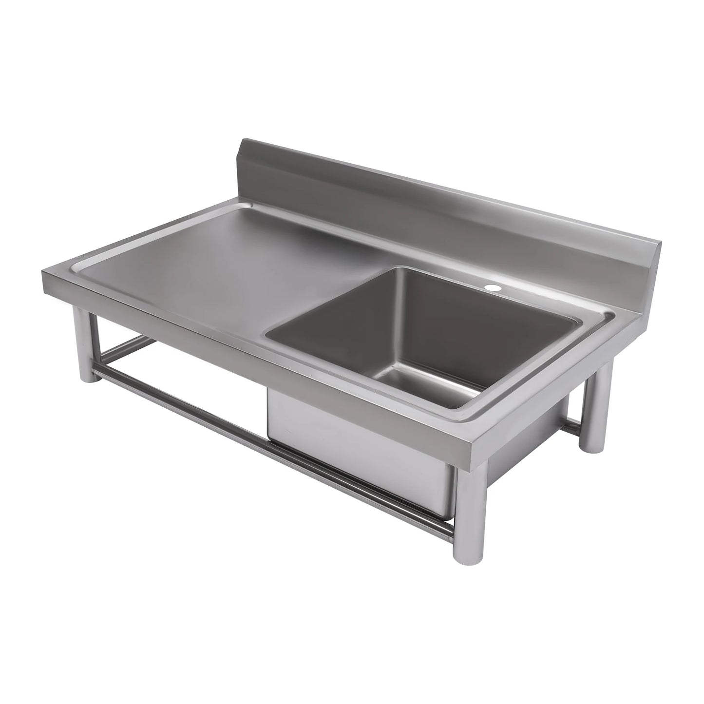 Küchenspüle mit 201 Stauraum, Edelstahlspüle mit Waschbecken, 100 x 60 x 93 cm, freistehendes kommerzielles Küchenspüle aus Edelstahl