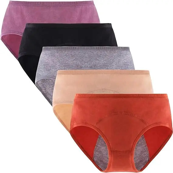 5PCS Menstrual Panties Physiological Pants Teens Breathable Leakproof Briefs Women Postpartum Underwear.