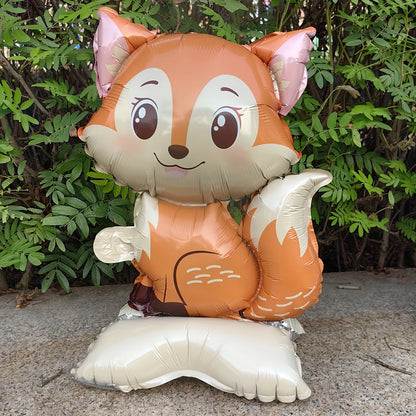 3/2 Stück Dschungel-Tier-Folienballons mit Ständer – Koala-Elefant-Fuchs für Geburtstag, Hochzeit, Karneval, Themendekorationen.