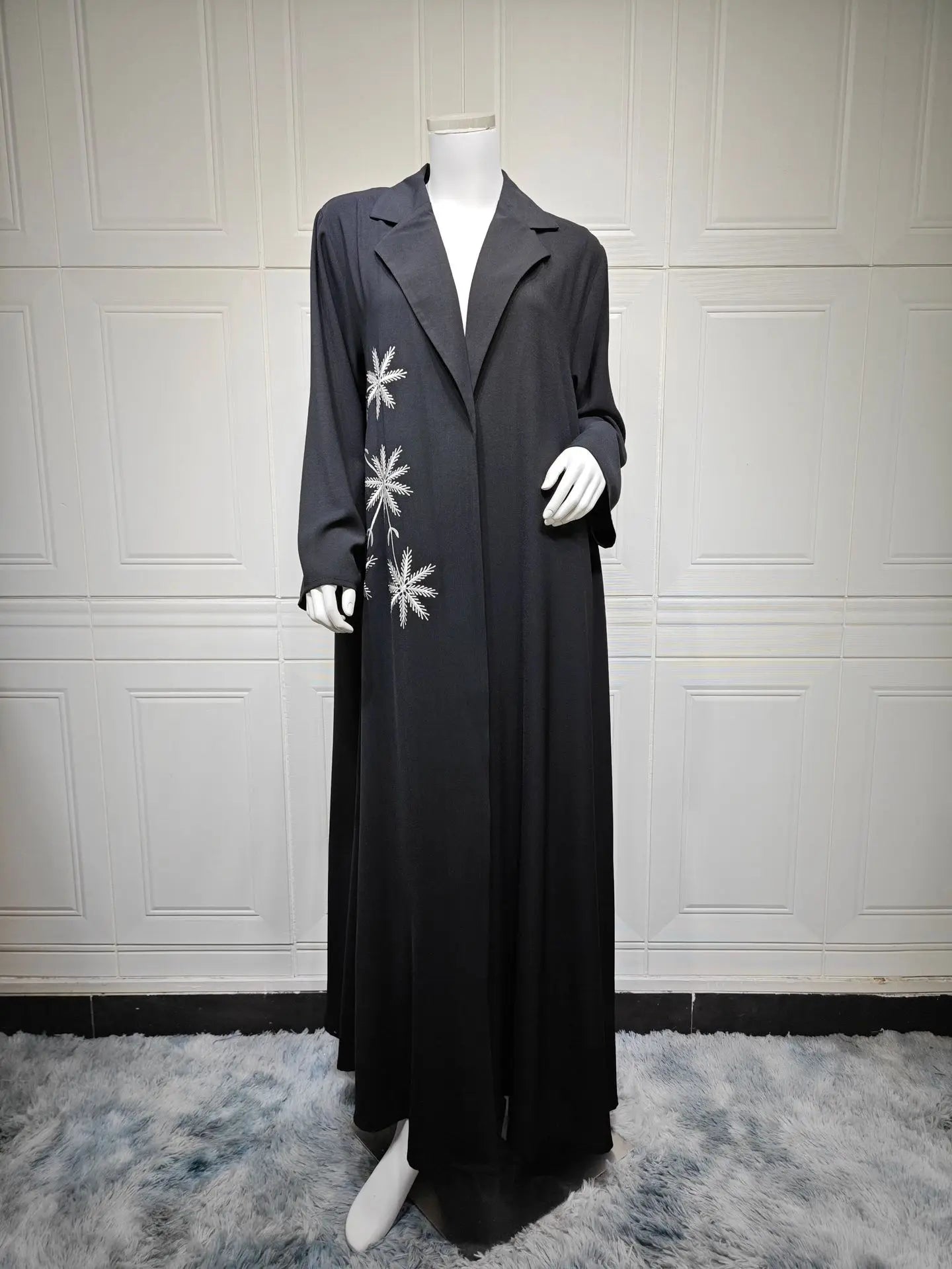 Ramadan Eid Black Open Muslim Dress Kimono Abaya Damen Dubai Luxury Islam Women Clothing Kebaya Kaftan Robe Femme Musulman Gown