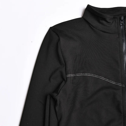 Elegant Women Zip-up O-neck Long Sleeve Jumpsuit Streetwear 2025 Summer Autumn Female Overalls One Piece Fitness Sports Bodysuit