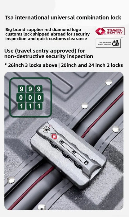 20-Handgepäck, Trolley mit Aluminiumrahmen, PC-Koffer, Reisekoffer mit breitem Griff.