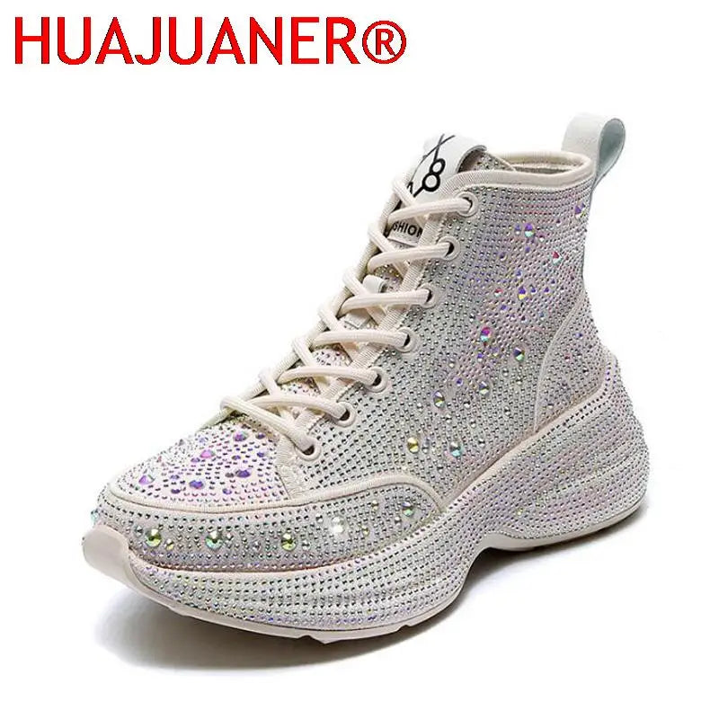 2025 Shiny Rhinestones Thick Sole Autumn Winter Short Ankle Women Boots Women's Shoes for Woman Booties Boots for Women.