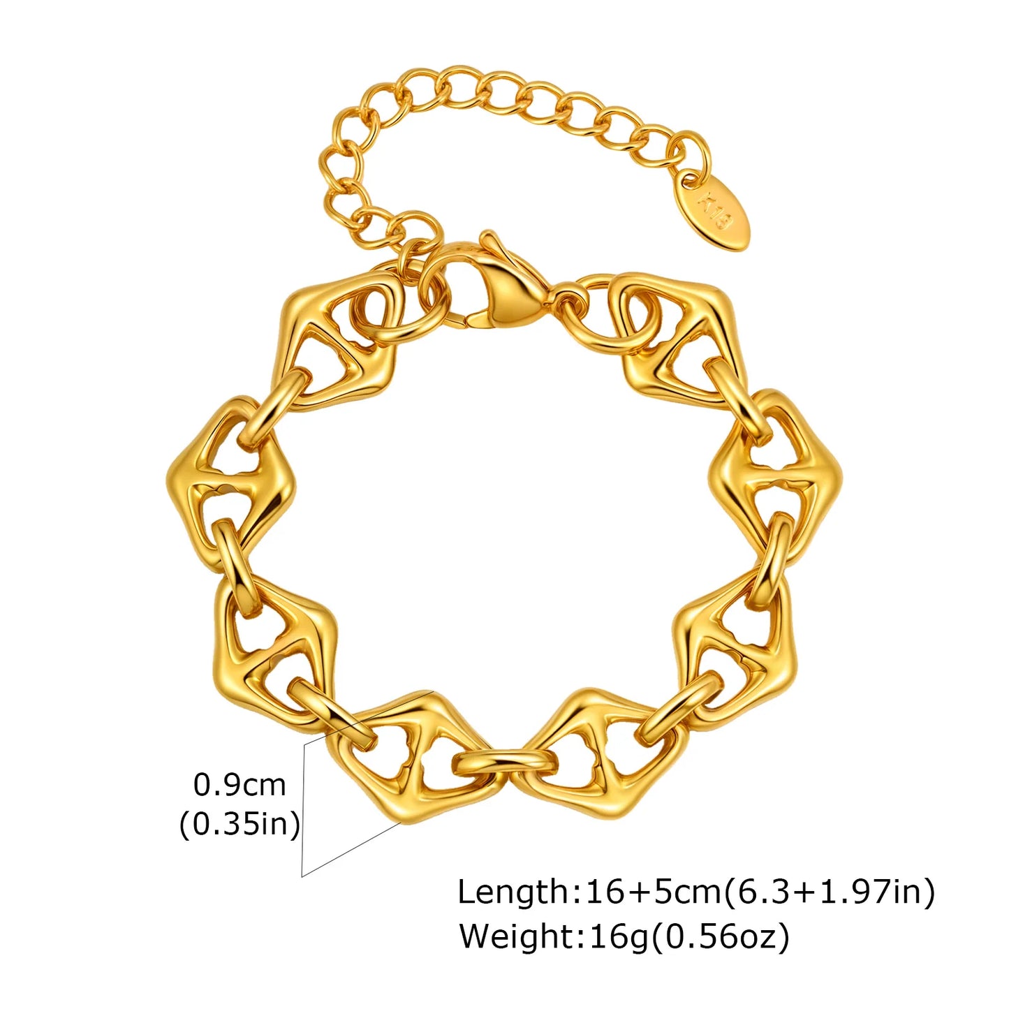 Chunky Bold Toggle Bracelets for Women, Stainless Steel OT Buckle Link Chain Bracelet Gold Plated Tarnish Free