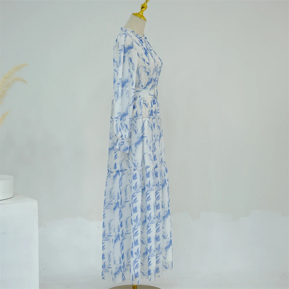 Ramadan Dubai Chiffon Modest Abaya Damen Kebaya Turkey Islam Muslim Long Dress Abayas For Women Kaftans Robe Femme Musulmane.