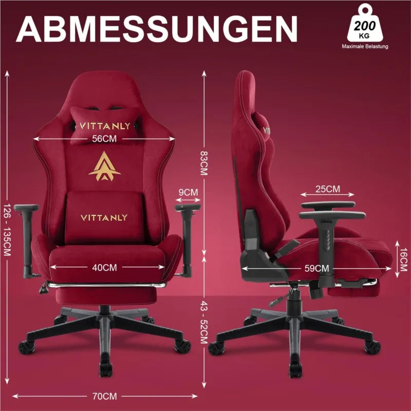 Kitinjoy Gaming-Stuhl für Erwachsene mit Fußstütze, ergonomischer Bürostuhl, Schreibtischstuhl mit Lendenwirbelsäule, neuer bequemer Bürostuhl für Erwachsene