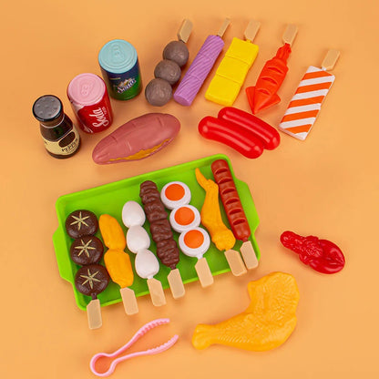 Baby Dress Up Kitchen Toys BBQ Set Kids Simulated BBQ Cookware Cooking Simulated Food Cosplay Educational Gift Toys.