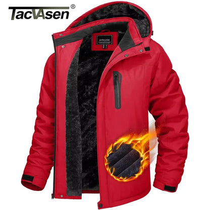 TACVASEN Winter Thicken Fleece Jacket Mens Waterproof Hiking Skiing Jackets Outdoor Mountain Trekking Windbreaker Parka Male.