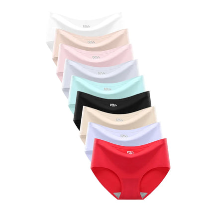 9 Pcs/Lot Seamless Women's Panties Solid Color Middle Waist Briefs Sexy Underwear for Girls And Women.