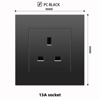 Schwarze UK 13A Wandsteckdose mit USB Typ C 18W Schnelllade-Steckdose, Wandsteckdose mit USB-Ladegerät, Schalter mit Steckdose.