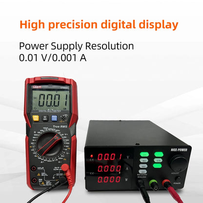 NICE-POWER DC Lab Power Supply 30V 10A 5A Adjustable Power Source For Phone Repairing RS232 USB PC Software Control Data Memory.