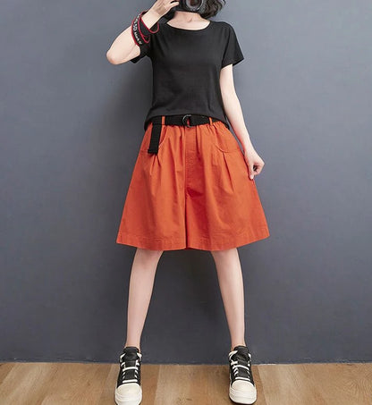 Women's Shorts Half Baggy Mid Length Wide Black Female Short Pants Loose Bermuda Knee Low Price Classic Harajuku Fashion New In.