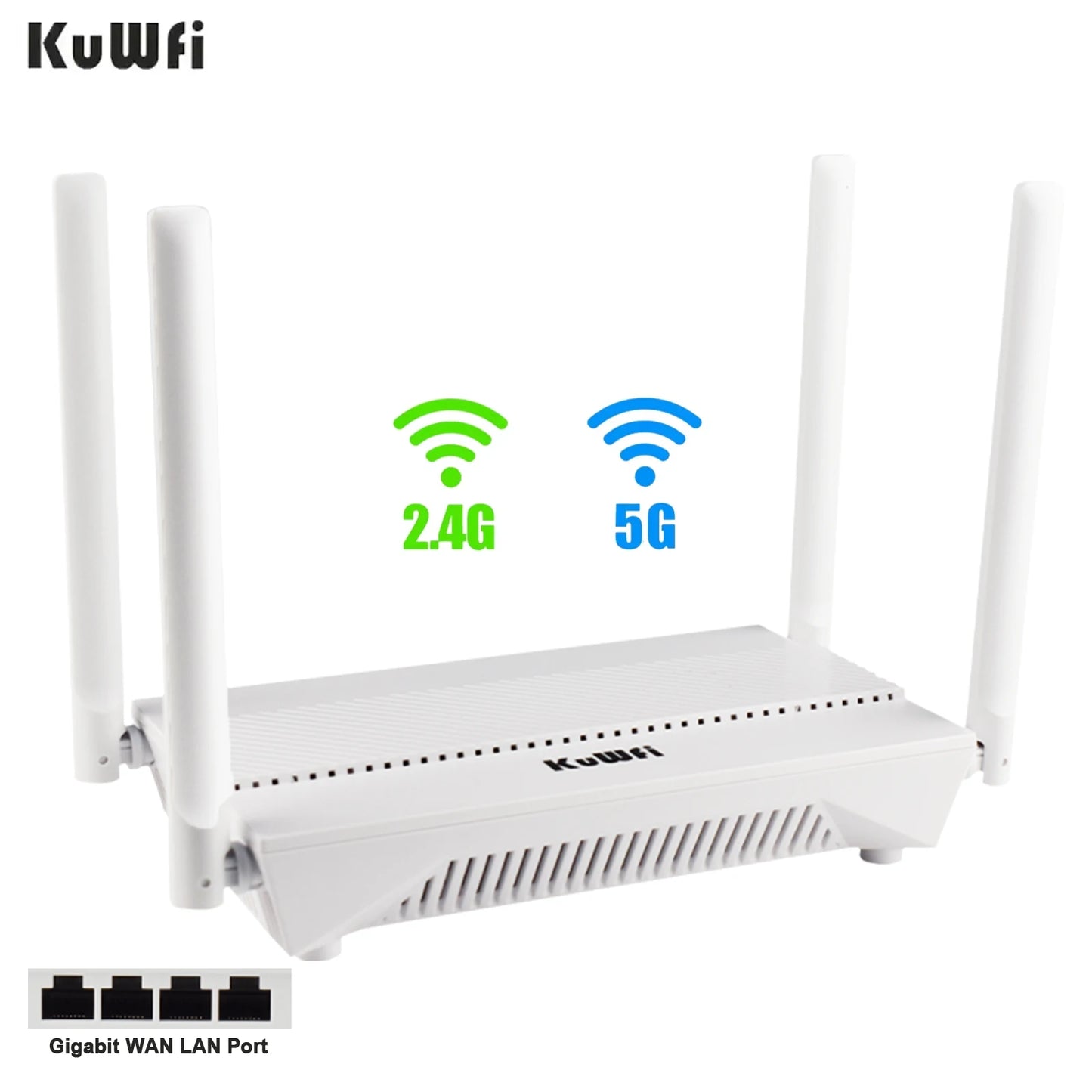 KuWFi AX3000 WiFi Router 3000M 2.4G 5G Dual Band WiFi6 Gigabit Ethernet Port External Antenna Support AP Repeater MESH VPN WPS.
