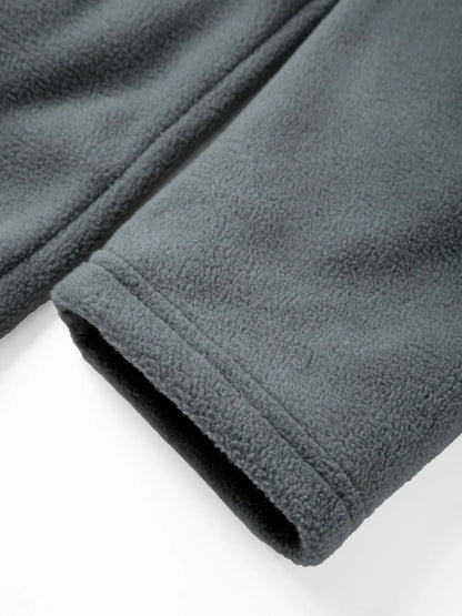 Autumn Winter Polar Fleece Warm Hooded Jacket Mens Full-Zip Up Windproof Hooded Coat Outdoor Loose Casual Fleece Sweatshirt