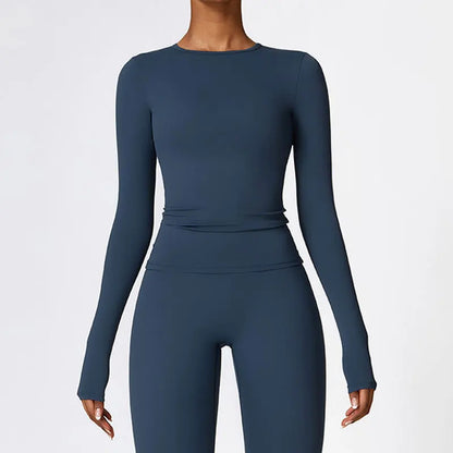 NCLAGEN Yoga Shirts For Women Long Sleeve Winter Fitness Running Gym Clothes Workout Dry Fit Breathable High Elastic Sports Top.