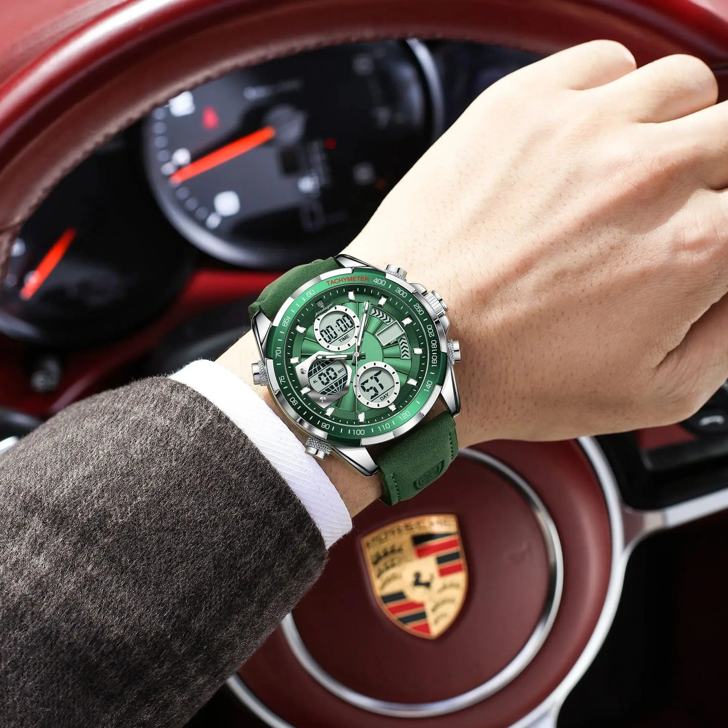 POEDAGAR LED Luxury Men Watch Luminous Week Date Dual Time Display Digital Man Clock Alarm Electronic Men's Quartz Watches Reloj.