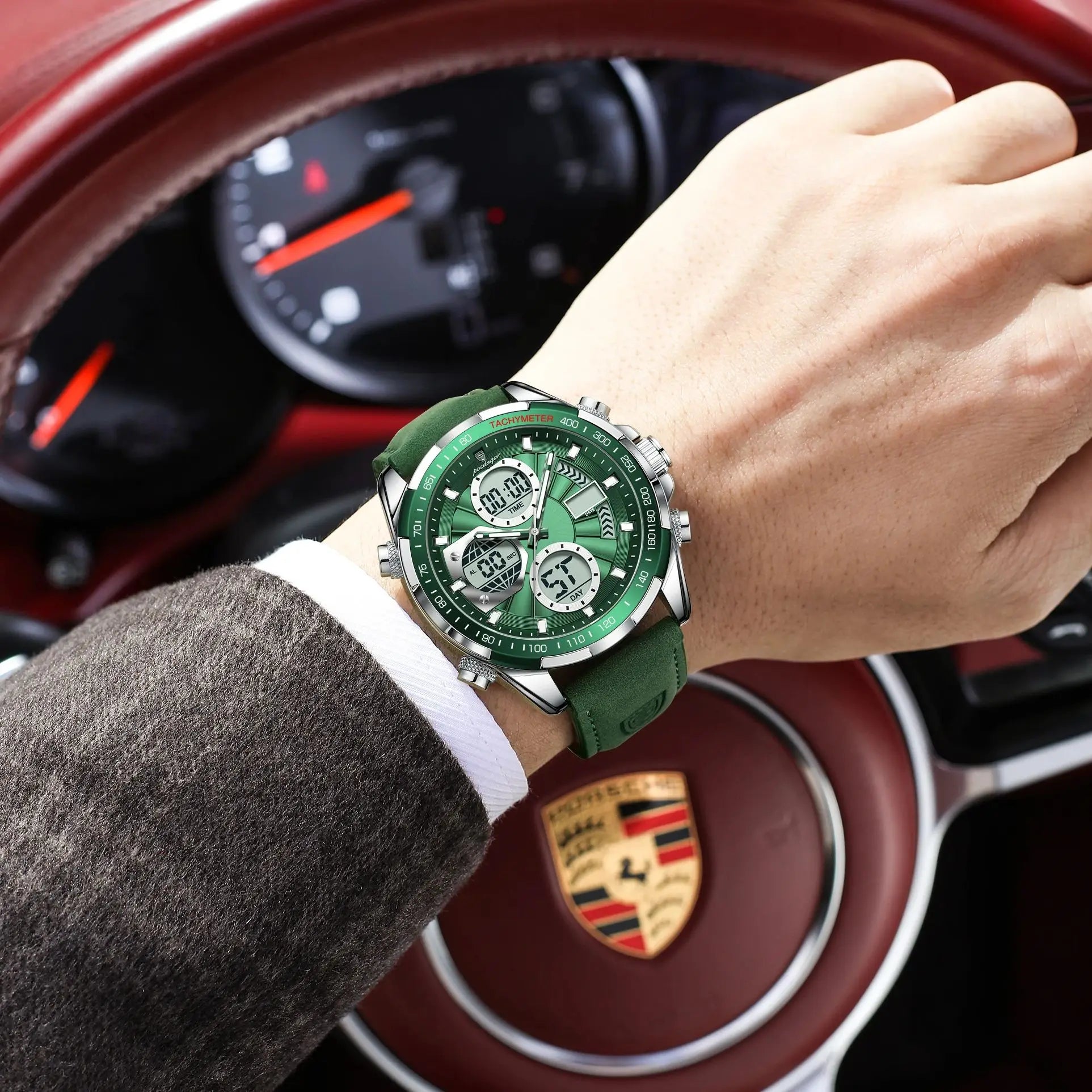 POEDAGAR LED Luxury Men Watch Luminous Week Date Dual Time Display Digital Man Clock Alarm Electronic Men's Quartz Watches Reloj.