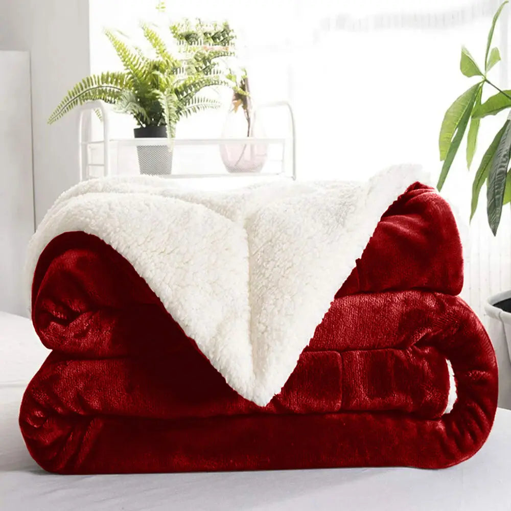 Sherpa Fleece Blanket Reversible Soft Fluffy Warm Large Sofa Bed Throw Blankets.