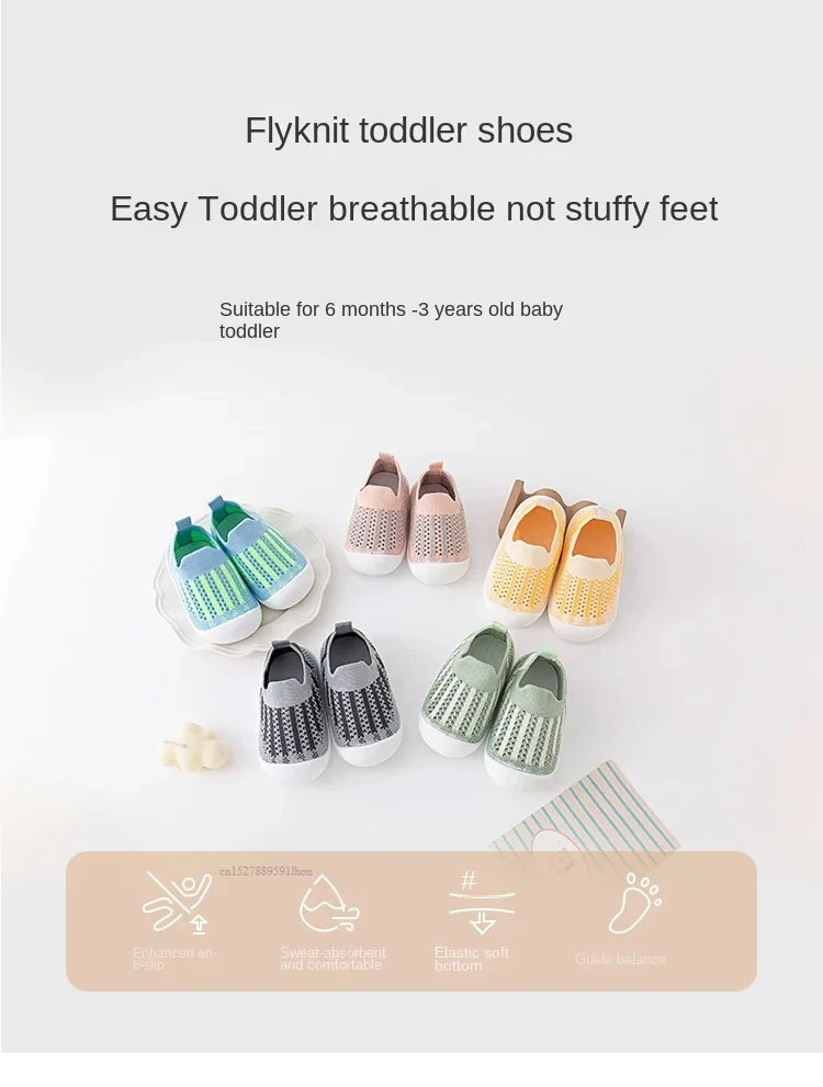 Baby Walking Shoes Summer 2025 New Soft Sole Breathable Mesh Stay-On Anti-Slip Sock Shoes for Infant Boys Girls.