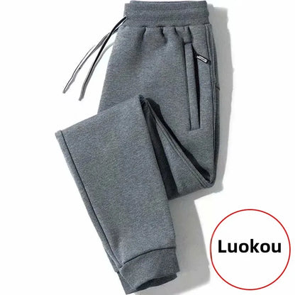 Men's Loose-Fit Fleece-Lined Long Casual Pants Autumn/Winter 2024 Spring/Autumn Korean Style Straight-Leg Pants For Youth