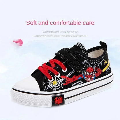 Disney Children's Canvas Shoes Spiderman Boys Sneakers Anti-slip Student Shoes Kids Soft Bottom Outdoor Shoes Sport Shoes.