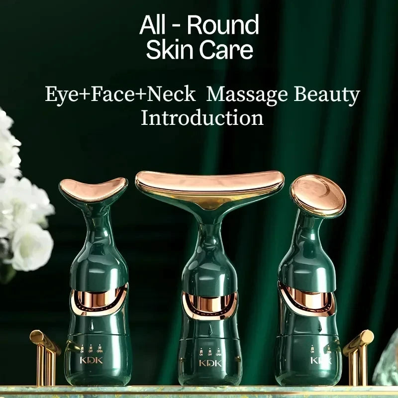 3 In 1 Facial Lifting Device Neck Facial Eye Massage Face Slimmer EMS Beauty Skin Tightening Wrinkle Anti Aging Face Massager.