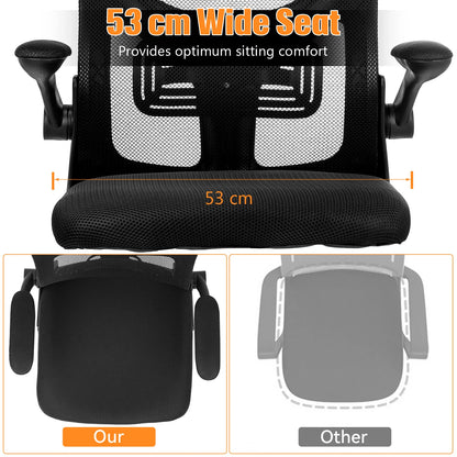 Bürostuhl Ergonomisch, Schreibtischstuhl mit Verstellbarer Kopfstütze, Armlehnen, Lendenwirbelstütze, Drehstuhl Wippfunktion, Chefsessel aus Mesh,Rückenschonend, Bürostuhl 150kg