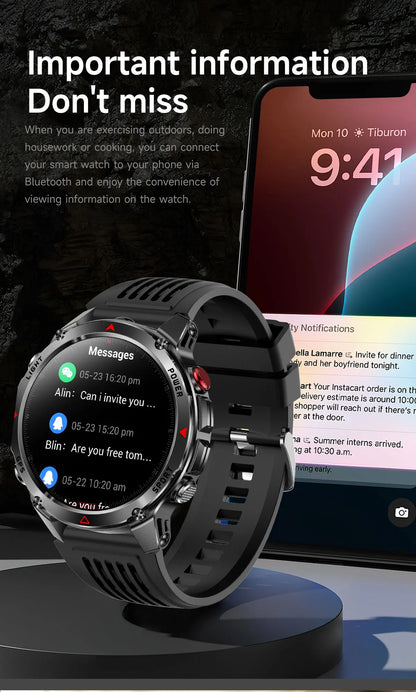 2025 New Military T-Rex 3 GPS Sports SmartWatch Compass Altimeter IP69K Waterproof Battery Call heart rate Fitness Bracelet Men